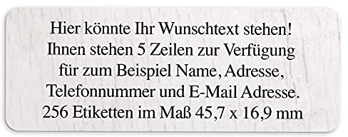Adress-Aufkleber | PERSONALISIERT | 256 Stück | kleine Etiketten Wunsch-Text - Fotomotiv Farbe Vintage Holz weiss | für Namen und Adressen