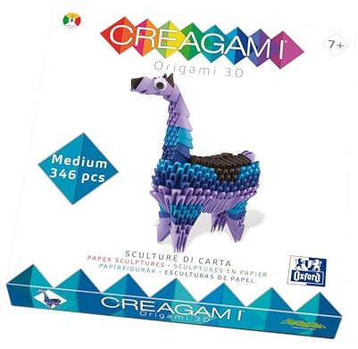 Creagami 3178726 Origami 3D, Papierskulptur Lama, Bastelset für Erwachsene und Kinder ab 7 Jahren, 346 Teile