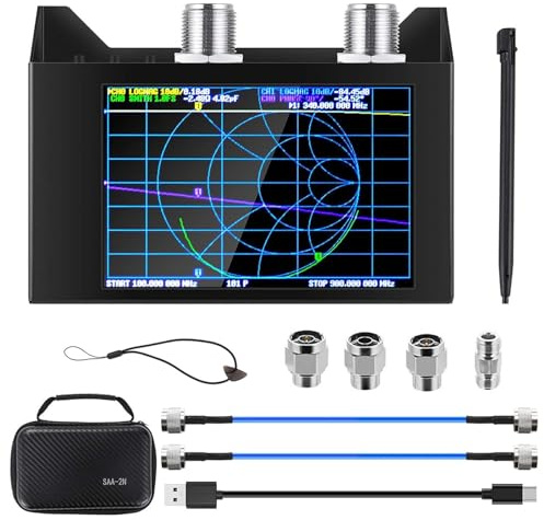 AURSINC NanoVNA SAA-2N V2.2 Analyseur de réseau vectoriel, 50KHz-3GHz 4 Écran tactile HF VHF UHF VNA Analyseur d’antenne Radio amateur avec sac de rangement, Mesure des paramètres S, Duplexeur, VSWR
