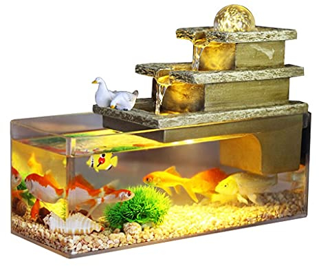 luckxuan Aquarium Kreativer Umwälzwasser-Fisch-Tank-Wasser-Tank- Desktop Hakka- Hausmöbelglas Wassertank-Fischtank Aquarien
