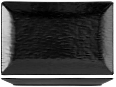 H&H 6 Teller aus Stone Wavy, schwarz, rechteckig, 30 x 20 cm