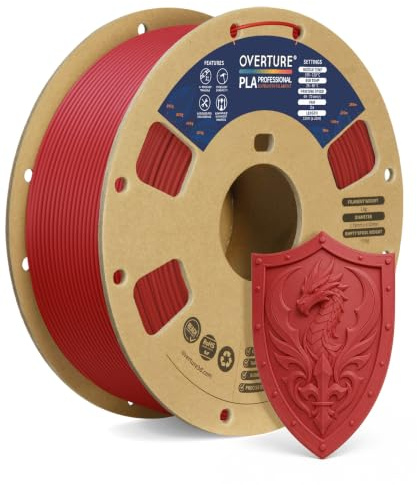 OVERTURE PLA PRO Filament 1,75 mm PLA+ Frischrot | Farbintensiv & schlagzäh | Leuchtende Farbwirkung • Saubere Schichten • ±0,02 mm Maßgenauigkeit • Geringer Verzug • Für gängige FDM-3D-Drucker