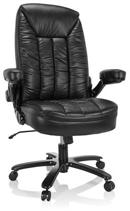 hjh OFFICE 691020 XXL Drehstuhl Instructor III Kunstleder Schwarz Bürostuhl bis 220kg belastbar, Armlehnen klappbar