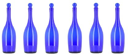 BELLEROFONTE Bouteilles en verre bleu pour eau solarisée 750 ml avec bouchon de pression avec joint (6)