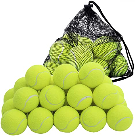 STERUN Tennis Balls 24 Pack with Storage Bag, Thick Walled Durable Balls for Dogs, Tennis, Cricket & Sports Play