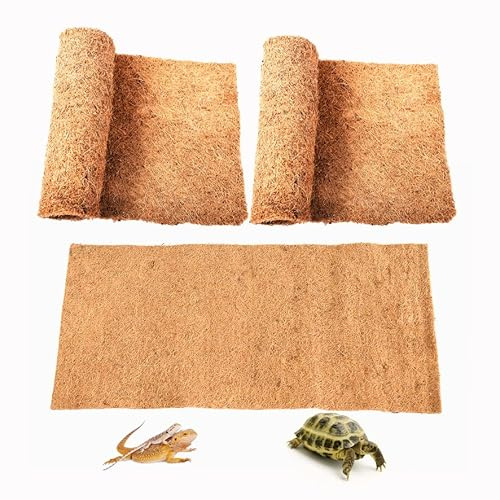 SISIPAI LIFE Reptile Carpet, 36 x 18 Coconut Fiber Carpet Mat, 2 Pack Reptile Terrarium Liner for Tortoise Bedding, Supplies for Lizard, Snake, Chameleon, Gecko, Bearded Dragon, Iguana(91.5x45)