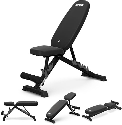 ZIPRO Klappbare Schrägbank Jacked, Fitnessbank mit 7-Fach verstellbaren Rückenlehne, 3-Fach verstellbarer Sitzkissen, Belastung 230kg, Multifunktion Sit Up Bank