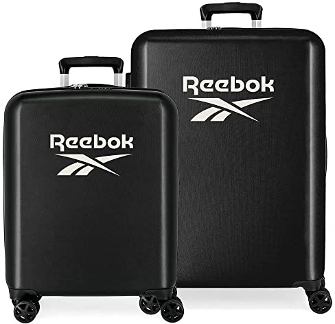 Reebok Roxbury Juego de Maletas Negro 55/70 cms Rígida ABS Cierre TSA Integrado 119,4L 6 kgs 4 Ruedas Dobles Equipaje de Mano