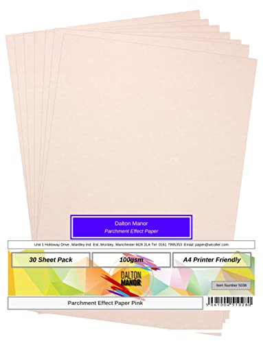 Dalton Manor Parchment Paper Pink A4 100gsm PK 30
