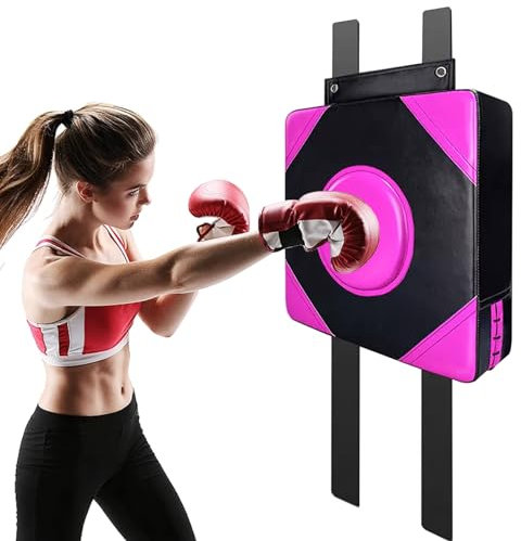 FERKAP Wandmontiertes Schlagpolster Schlagkissen Tritttrainings-Pad Wand-Boxsack Elastischer Schwamm Wand-Boxmatte Zum Entspannen, Fitnessstudio, Taekwondo, Sanda-Training(Color:Rosa)