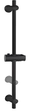 Ramon Soler - Barra de Ducha Redonda de Latón, 650mm, Negro Mate, Ideal para Baño Moderno, Serie Universal