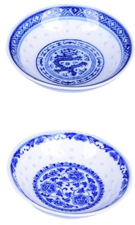 Ciieeo Assiette De Service D'apéritifs en Céramique 10 Cm, Plat De Sauce Soja Bleu Blanc, Plat D'épices Traditionnel Chinois, Usage Familial Et Restauration, Lot De 2 Pièces