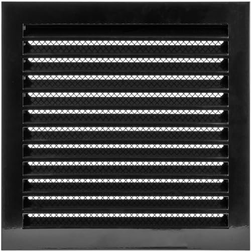 Lüftungsgitter aus verzinktem Stahl, quadratisch, schwarz, 30,5 x 30,5 cm, mit Metallgitter (Kanal 30,5 x 30,5 cm/Gitter 35,6 x 35,6 cm) HVAC. Heizung, Kühlung und Lüftung, Außenlüftungsabdeckung