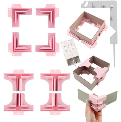 BAOFALI 9Pack Clamps Corner Guides Cartonnage Corner Holding with Metal Bookbinding Cover Tool Corner/Divider Assembly, (3 mm, 2 mm, 1.5 mm, 1 mm) Wide .for Book Covers, Chipboard Boxes, Dioramas