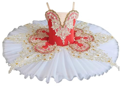 Tytyozay Neues professionelles Ballett Tutu, Mädchen Performance Tanz Ballerina Kostüm Gymnastik Tanzkleid Ballerina Tanzbekleidung Party Rock,Rot,130