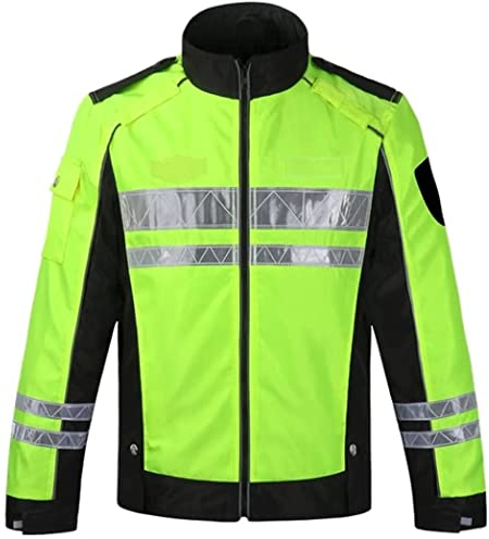 Reflektierende Weste Sicherheitswesten Radfahren reflektierender Anzug Tuch Sicherheitsjacke reflektierende fluoreszierende gelbe warme Jacke mit Reißverschluss Warnweste ( Size : Spring and Autumn Mo