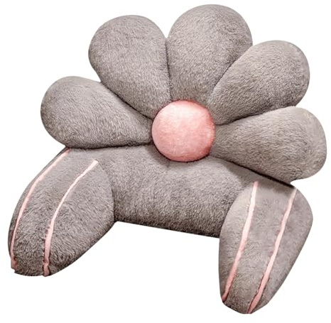 FZKun Lesekissen Mit Armstütze - Blumen Kunstpelz Rückenstützkissen Zum Aufsitzen Im Bett Zum Entspannen Fernsehen Spielen Waschbarer Bezug (50 * 40cm,Grau)