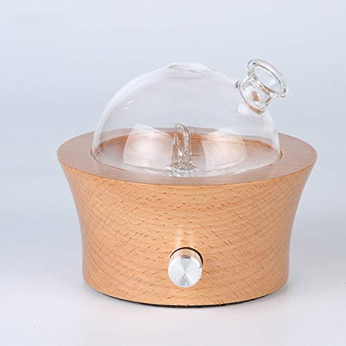 SETSCZY Difusor de Aceite de 25 ml, difusor de Aceite Esencial nebulizador LED de Vidrio con Base de Madera Original para aromaterapia con Mayor atomización