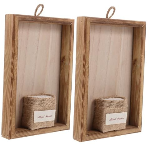 VINTORKY Blumenkorb-wandkunst 2 Stück Wandvase Aus Holz Rustikales Für Wohnzimmer