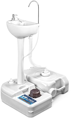 SereneLife Lavabo Portable de Camping avec Porte-Serviette et Distributeur de Savon – Réservoir d'eau propre de 17L- Bassin pour le lavage des mains pour événements extérieurs-Évier de camping