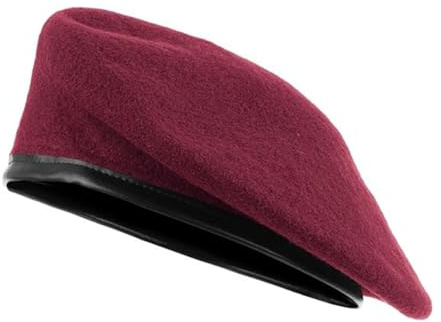 MAYMII·Home Baskenmütze aus Wolle, Britisches Militär, für Damen und Herren, Armeegrün/Schwarz/Rot, Rot/Ausflug, einfarbig (Getaway Solids), Einheitsgre