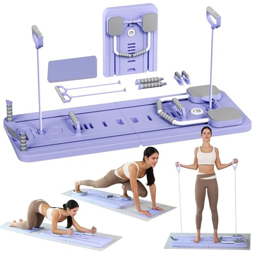 FlexuraFit Pilates Board - 2025 Upgraded Plegable Pilates Reformer Machine Set per Hogar Pilates Equipment Multifuncional Rodillo Abdominales Rebote Automático Home Workout(Lila)