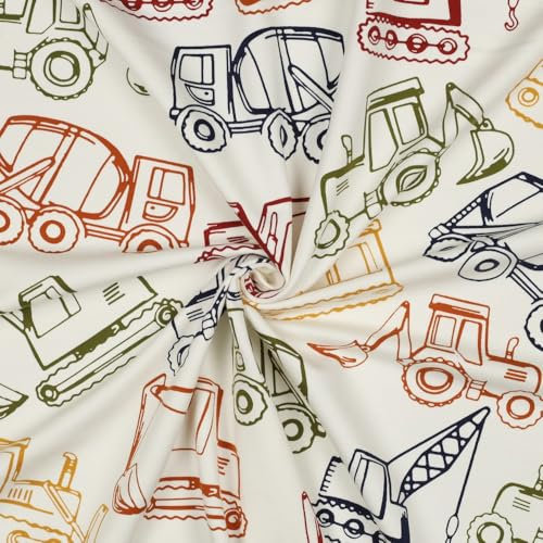 French Terry WORK VEHICLES | Ökotex | offwhite | Meterware | ab 50x148cm