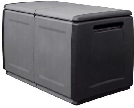 INTEC - Coffre de Rangement 230L Coffre de Jardin Gris/Noir 96 x 53 x H57cm Poignées de Transport polypropylène