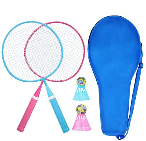 KH Federball Set Badminton Schläger Set 2-4 Spieler für Erwachsene Kinder, leicht und stabil, Schläger, Federbälle und Tragetasche im Lieferumfang