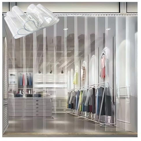 SYFXZZDS PVC Lamellenvorhang Streifenvorhang，Lamellenvorhang Stall Winddicht Transparenter Streifenvorhang Aus Kunststoff für Begehbare Gefrierschränke Kühlschränke Lagerhaus Garage(105x270cm/41.34x10