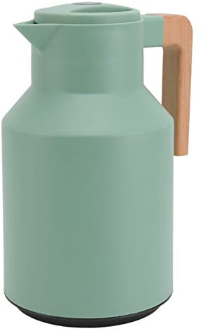 Coffee Carafe 1L Large Capacity Portable European Beech Wood Handle 12h Thermal Insulation Kettle Coffee Pot Green Professional Accessories for Use (Green)