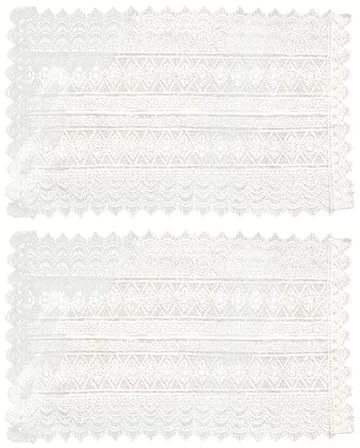 DECHOUS 2 Stück Weiße Spitze Tischsets 25x40cm Modernes Boho Tischtuch Elegantes Rechteckiges Häkeldeckchen für Hochzeit Küche Camping Außen Dekoration