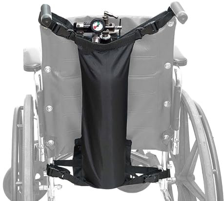 Wheelchair Oxygen Cylinder Hanging Storage Bag, Oxygen Cylinder Bag With Adjustable Zippers Mesh Storage Pockets, Portable Wheelchair Attachment Fits Most Cylinders