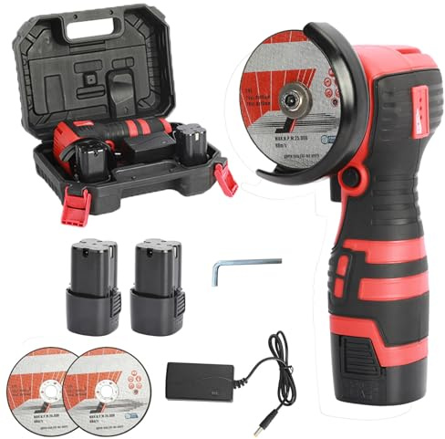 Cordless Angle Grinder Power Tool with Battery and Charger, 550W Electric Mini Angle Grinder with 2x1500mAh Battery, 76mm Circular Disc for Cutting, Polishing and Grinding