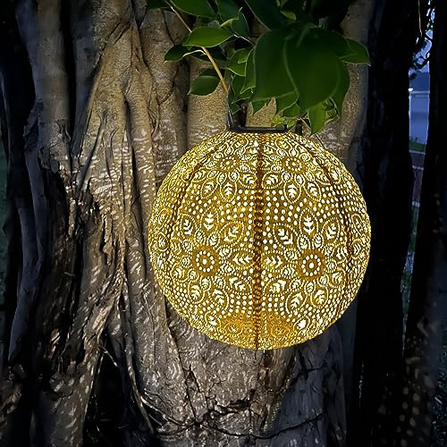 Solar Laternen Tyvek Gelb marokkanische Laterne 30 cm Solar Lampions Außen Wetterfest für Garten, Hof, Innenhof, Hochzeit, Halloween Party Dekoration