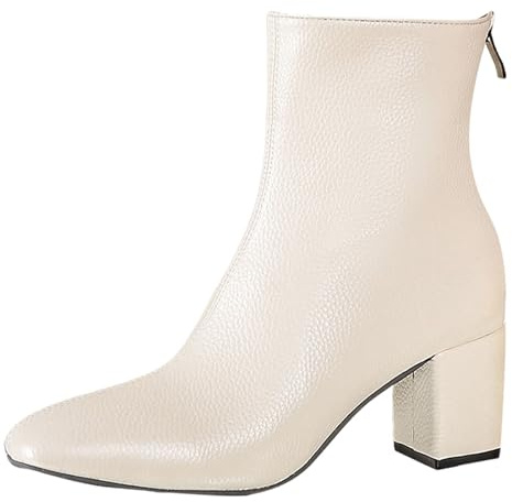 Botines de cuña para mujer, elegantes zapatos de mujer, botas cortas, hasta la pantorrilla, cremallera lateral, tacón grueso, punta cuadrada, tacón alto, botines elegantes
