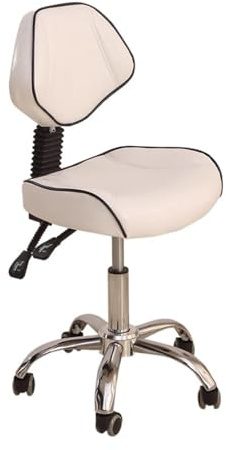 FXLUHAY Mehrzweck-Büro-Zeichenhocker mit Rückenkissen und Rädern, 19~24 hoher Komfort-Salon-Sattelstuhl, for Dentalstylisten und Tätowierer(Style1)
