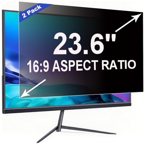 ruord 2 Pack Privacy Screen for 23.6 Inch 16:9 Computer Monitor | 52.2x29.4cm,Blue Light Filter,Anti-Glare,Removable Screen Privacy Shield,PC Protector Film for flat and curved screens