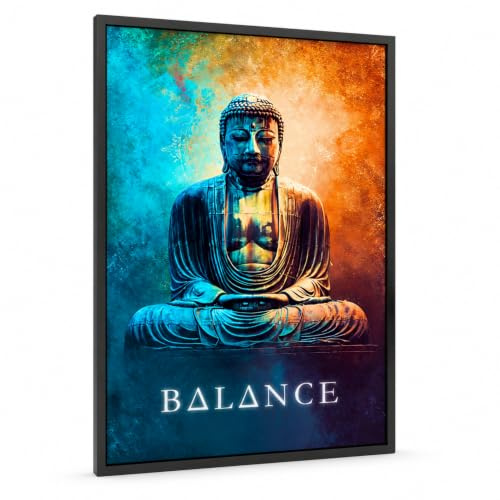 XXL Buddha Wandbild – moderne Meditationskunst in Türkis & Kupfer | Spirituelles Poster mit Mandala für Ruhe, Gelassenheit & Feng Shui Atmosphäre im Wohnzimmer oder Yoga Raum Ohne Rahmen (DinA1)