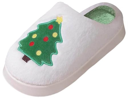 QJDFLL Chaussons Femme Hiver Chaud Chaussons Thermiques Mignons pour l'intérieur et l'hiver, antidérapants(Blanc,41)