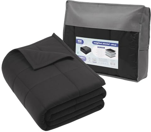 Harbour Housewares Gewichtsdecke mit Aufbewahrungstasche - 125 x 180cm - 6kg - Schwarz - 1x Schwer Erwachsene Baumwolle Bett Abdeckung Werfen mit Glasperlen | Hochwertige 7-Lagen-Konstruktion | Angst