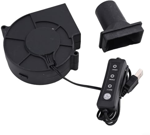Lecreatekit Soplador de aire USB de velocidad ajustable, soplador de aire de barbacoa de 5 V para controlador de velocidad de cocción al aire libre, ventilador de parrilla portátil para camping