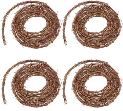 OLYCRAFT 4 Rolle Natürlicher Weinrebenkranz 4.5 m Rattankranz Bastelset Natürliche DIY Weinrebenzweige Rustikale Weinrebenkränze Herbstdeko Kränze Für Hochzeiten Haus Feiertage Tür Vase Wanddekor