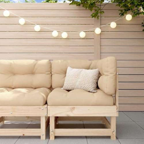 Holamys Ecksofa Massivholz Kiefer, Modulares Gartensofa mit Kissen, Robustes Outdoor Loungesofa für Terrasse, Balkon, Garten, Beige, 61x61x62 cm