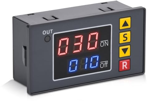 Ludom Módulo De Relé Temporizador Digital, Módulo De Relé De Tiempo Cíclico Digital Dual DC 12V 20A Con Pantalla Doble LCD