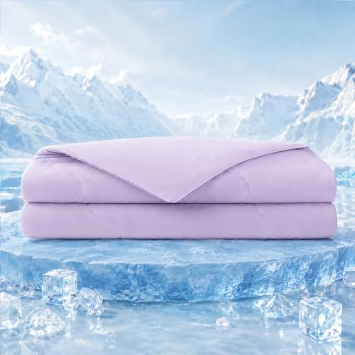 SilverChry Coperta Rinfrescante 150x200 cm, Q-Max >0,4 Coperta Refrigerante Letto, Copriletto Estivo Singolo Double Face, Leggera Traspirante Anallergica, Coperta Estiva Matrimoniale (Viola)
