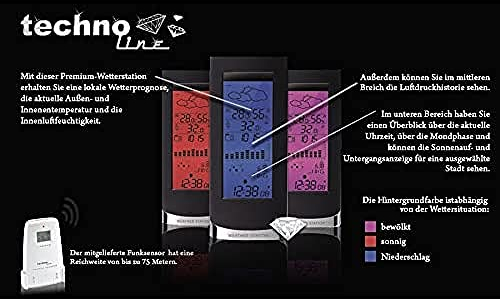 Technoline Wetterstation WS 6501 mit Vorhersage von Wettersituationen und Luftdruckanzeige sowie Mondphasenanzeige