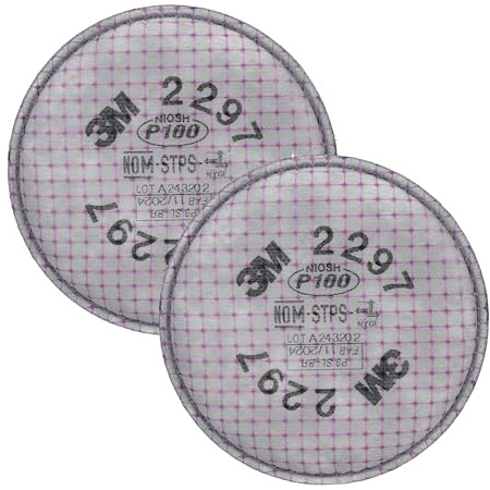 3M P100 Advanced Respirator Filter 2297, 1 Pair, Helps Protect Against Oil and Non-Oil Based Particulates, Nuisance Level Organic Vapor Relief, Mining, Shipbuilding, Abatement, Utilities