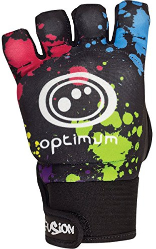 Optimum Sport Fusion Half Finger Hockey Mitt Left Hand – Moulded Foam Backhand Protection, Flexible Design, Adjustable Wrist Strap, Durable Construction