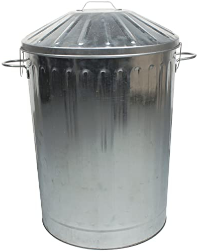 CrazyGadget 90 Litre 90L Extra Large Galvanised Metal Dustbin Kitchen House Garden Storage Unit Bin.